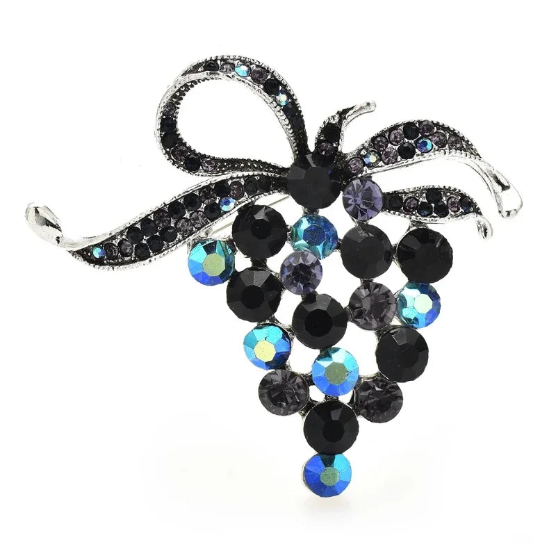 Enamel Botanical and Animal Motif Brooch