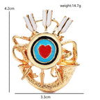 Steampunk Heart with Red Enamel Accent Brooch — dimensions