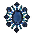Vintage-Style Oval Faceted Stone Brooch — Blue