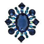 Vintage-Style Oval Faceted Stone Brooch — Blue