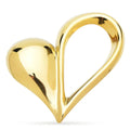 Polished Asymmetric Open Heart Stainless Steel Brooch — Gold