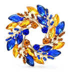 Jeweled Olive Wreath Brooch — Blue