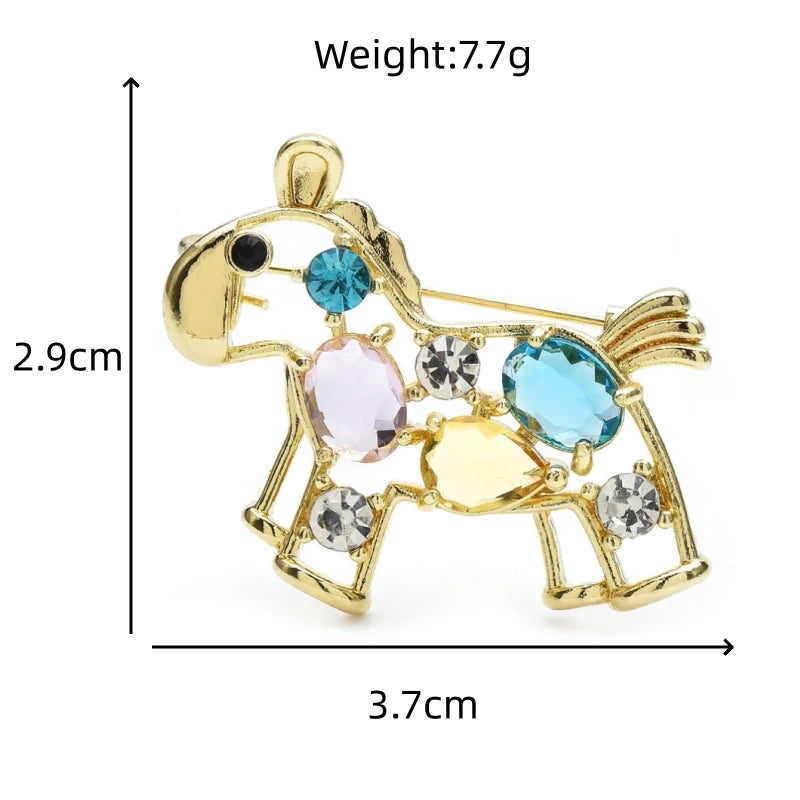Pastel Faceted Toy Horse Brooch dimensions and weight