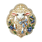 Pearl-Look-Accent Sheep Cameo Brooch original white background variant photo