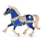 Enamel Tang Dynasty Running Horse Brooch — Blue