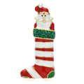 Santa in Striped Christmas Stocking Brooch — Santa Stocking