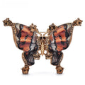 Vintage-Style Patterned Butterfly Brooch — Orange