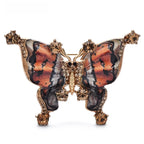 Vintage-Style Patterned Butterfly Brooch — Orange