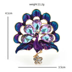 Iridescent Crystal Peacock Brooch