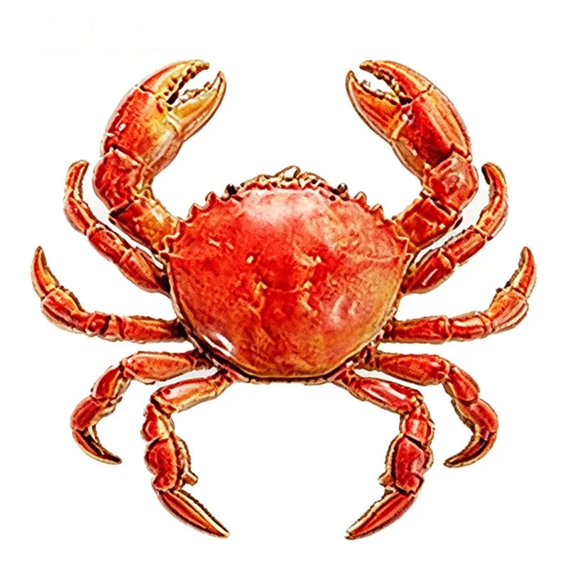 Broche crabe détaillée avec carapace décorative