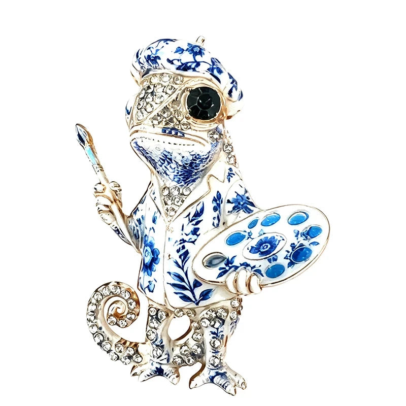 Artist Chameleon with Paint Palette Brooch original white background product photo