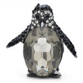 Grey Faceted Penguin with Black Rhinestones Brooch — Black & Grey