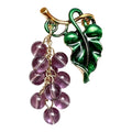 Dangling Grape Cluster with Leaf Brooch