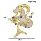 Aries Goat with Blue Star Accents Brooch — dimensions