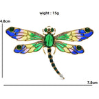 Enamel Dragonfly with Faceted Body and Patterned Wings Brooch dimensions and weight