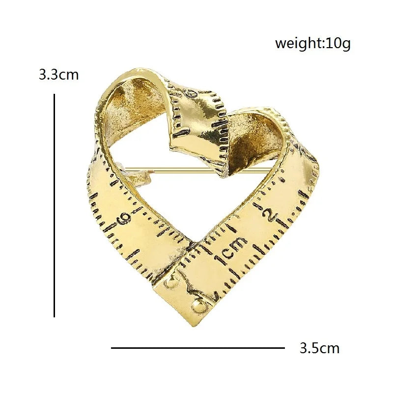 Measuring Tape Heart Brooch — dimensions