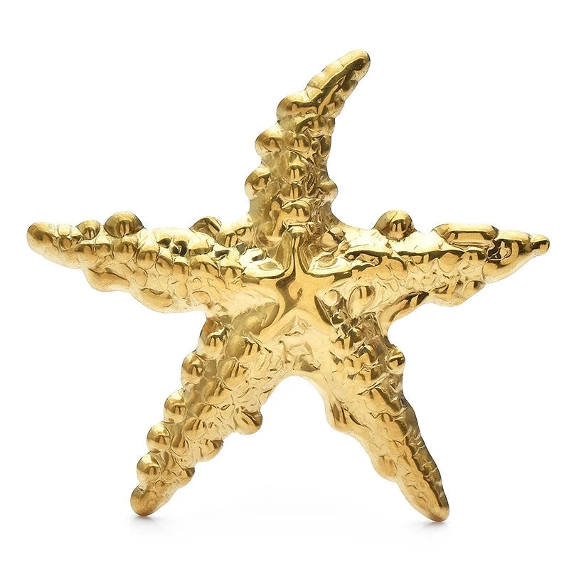 Textured Metal Starfish Brooch