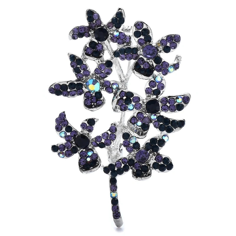 Jeweled Berry Sprig Brooch — Blue