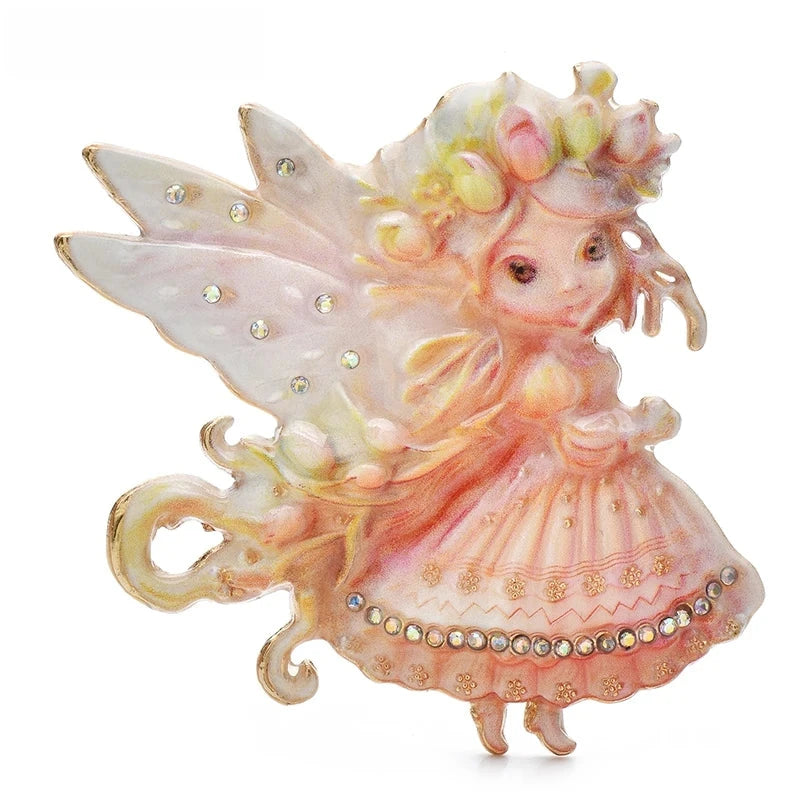 Butterfly Fairy with Floral Crown and Ruffled Dress Brooch original variant product photo