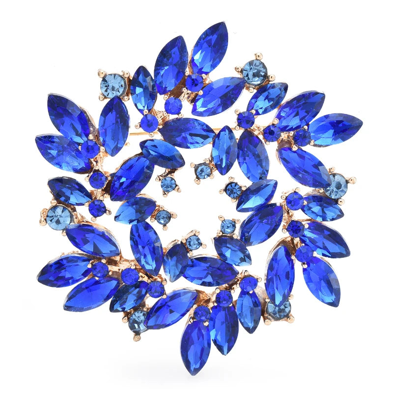 Marquise Crystal Leaf Circle Brooch
