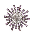 Faceted Rhinestone Sunburst Brooch — Purple