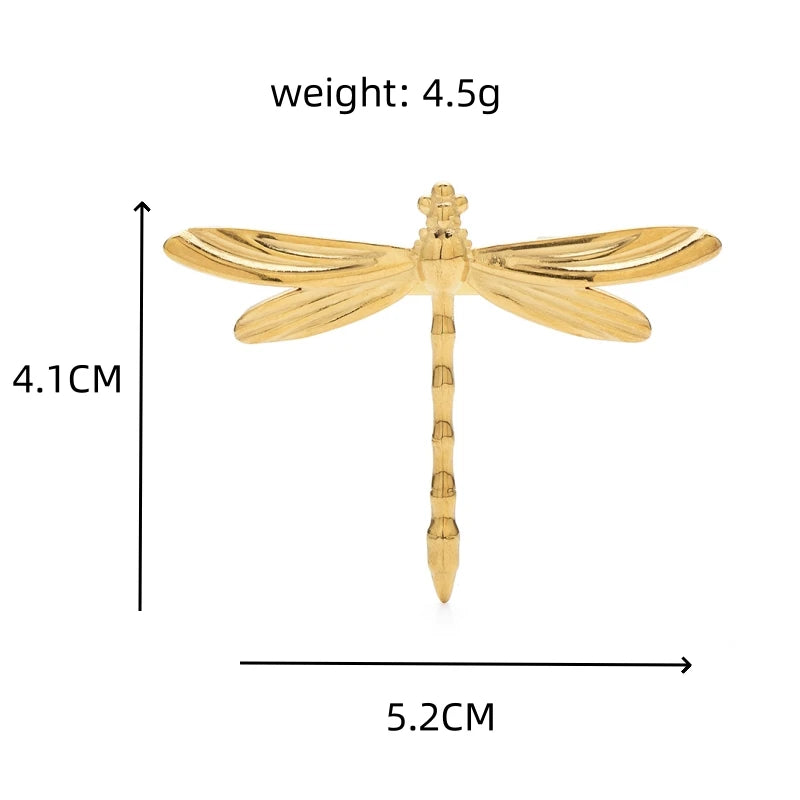 Polished Dragonfly Stainless Steel Brooch — dimensions