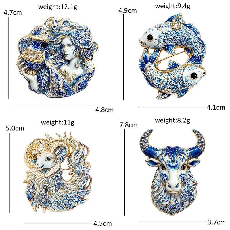 Ornate Zodiac Symbol Brooch