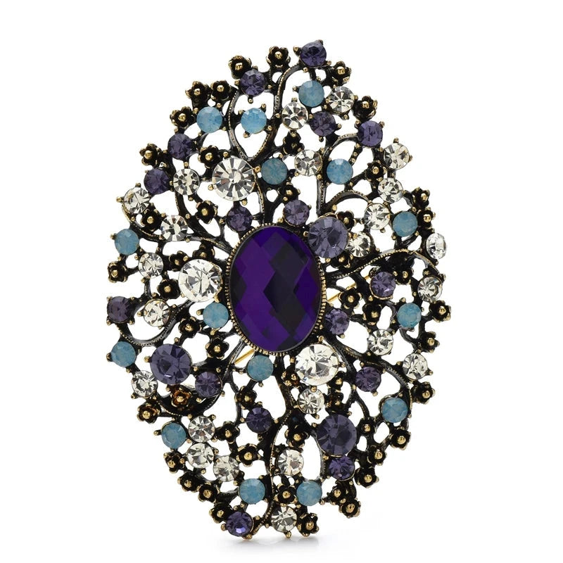 Oval Rhinestone Medallion with Faceted Center Brooch original variant product photo