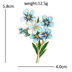 Blue Flower Spray Brooch