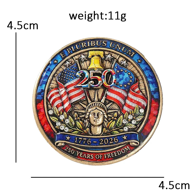 America 250 Liberty Commemorative Medallion Brooch
