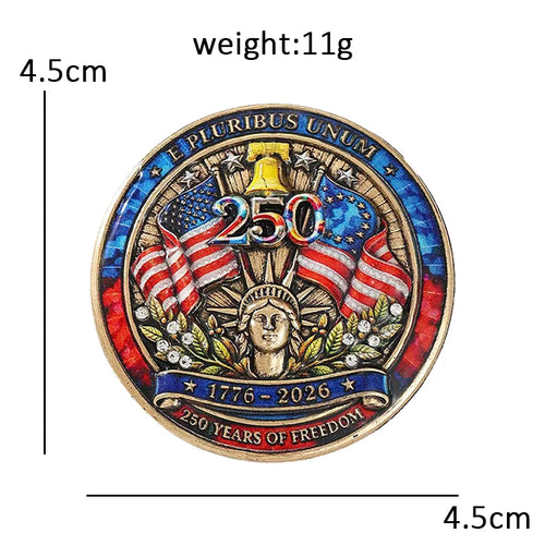 America 250 Liberty Commemorative Medallion Brooch
