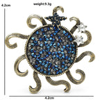 Rhinestone Sun with Curling Rays Brooch dimensions and weight
