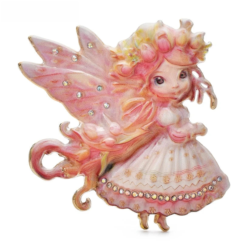 Butterfly Fairy with Floral Crown and Ruffled Dress Brooch original variant product photo
