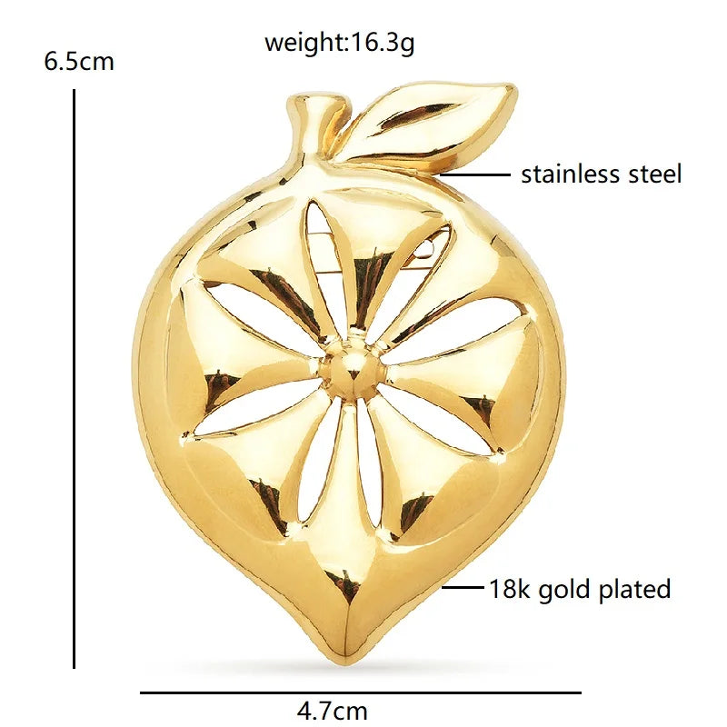 Lemon Slice with Leaf Brooch — dimensions