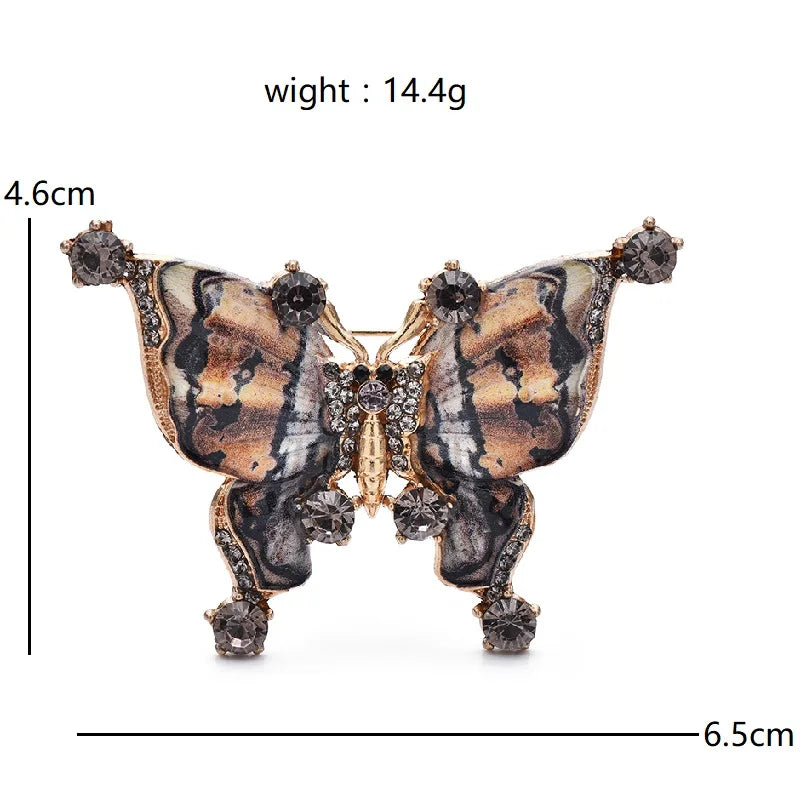 Vintage-Style Patterned Butterfly Brooch — dimensions