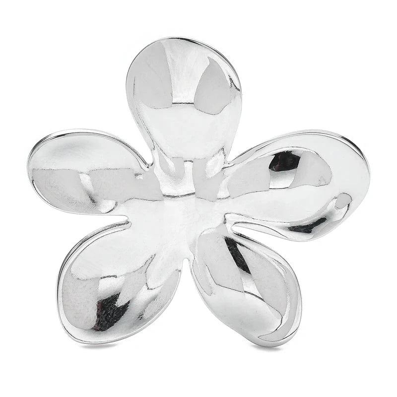 Polished Five-Petal Flower Brooch — Silver