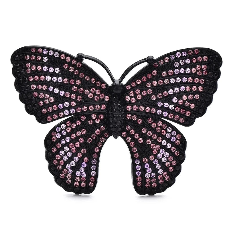 Sparkling Rhinestone Butterfly Brooch — Pink