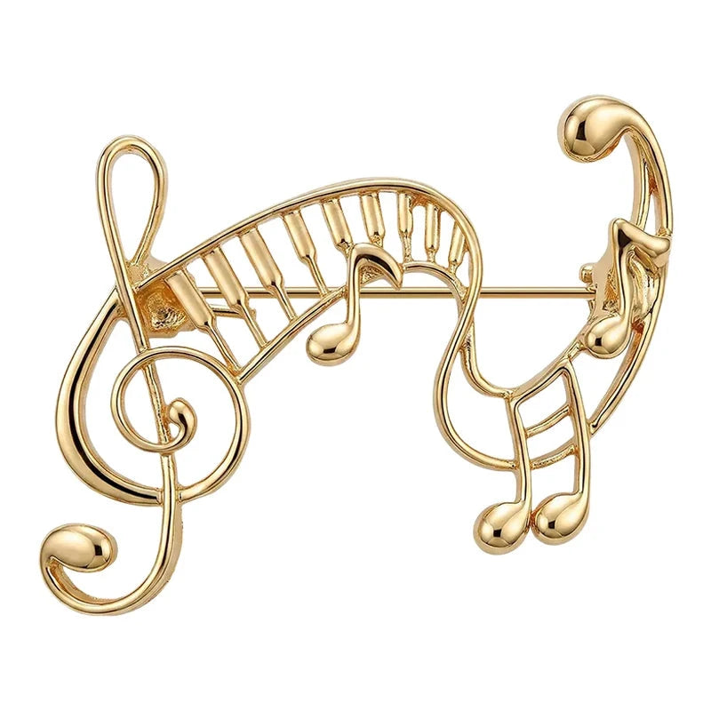 Flowing Musical Staff and Notes Brooch