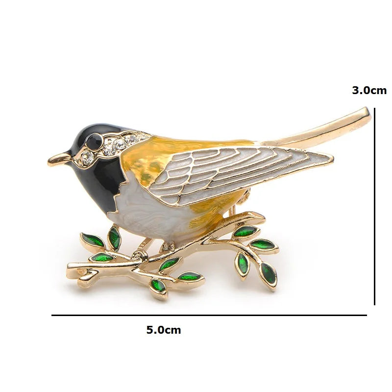 Yellow Enamel Oriole on a Branch Brooch — dimensions