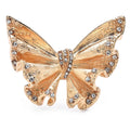 Pleated Butterfly with Rhinestone Edges Brooch — Gold
