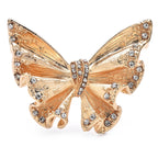 Pleated Butterfly with Rhinestone Edges Brooch — Gold