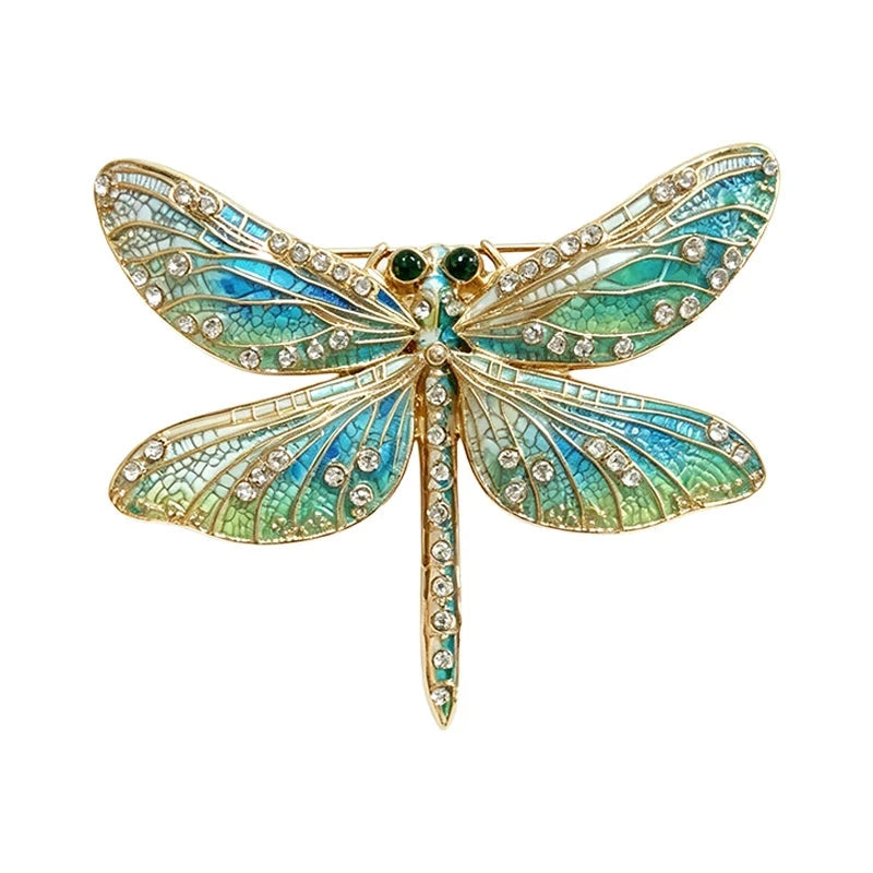 Patterned Dragonfly with Rhinestone Wings Brooch original white background product photo