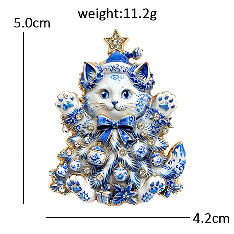 Christmas Tree Costume Kitten Brooch