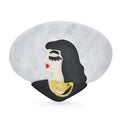 Acrylic Portrait with Layered Necklace Brooch — Black