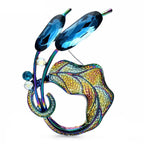 Blue Faceted Floral Swirl Brooch — Blue Floral Swirl