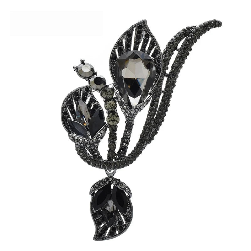 Statement Jeweled Floral Spray with Drop Brooch original variant product photo