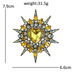 Sparkling Heart Starburst Brooch