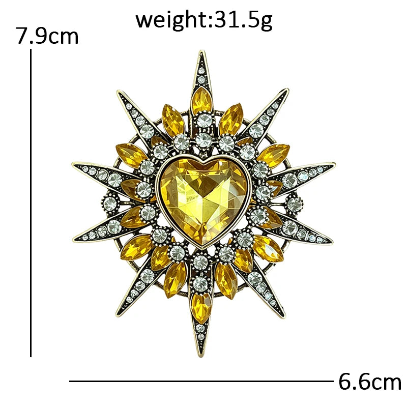 Sparkling Heart Starburst Brooch