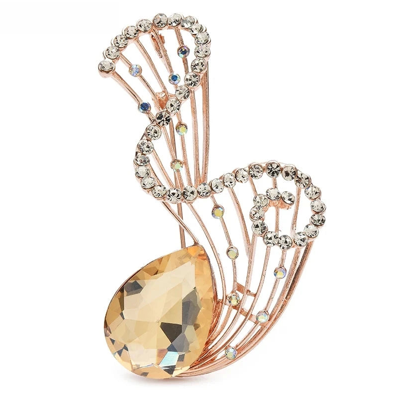 Looped Rhinestone Frame with Faceted Teardrop Brooch product variant photo