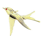 Engraved Flying Swallow Brooch original white background product photo